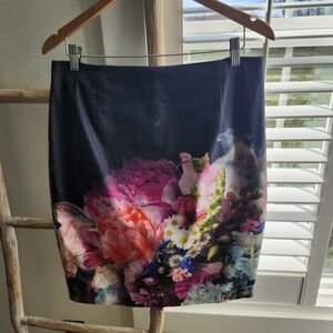 Ted Baker Navy Floral Pencil Skirt